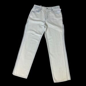 Good American Good Boy Side Slit Jeans Size 12/31 Blue High Rise Straight Leg